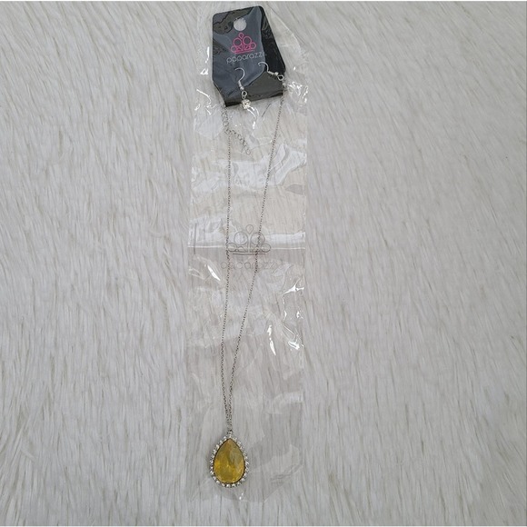 💙 Paparazzi Yellow Stone Necklace And Earrings Jewelry Set NWT (3 For $15] - Picture 4 of 6